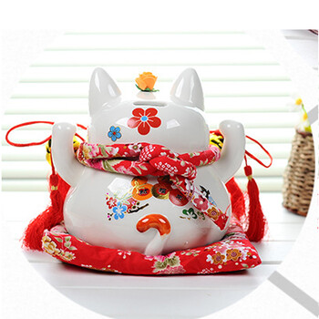 麦泽 陶瓷招财猫摆件 储存罐 招财进宝  长18cm宽17cm高18cm