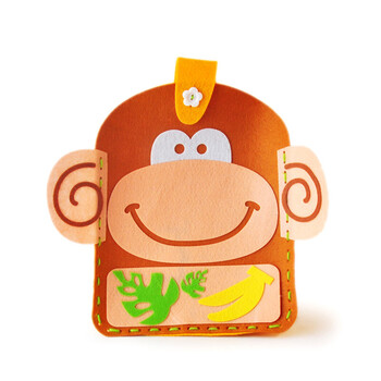 幼儿园儿童手工创意diy粘贴材料包 卡通动物不织布小书包布艺背包