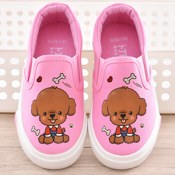 buding儿童帆布鞋女童小白鞋卡通男童布鞋2021秋季新款薄童鞋女防滑