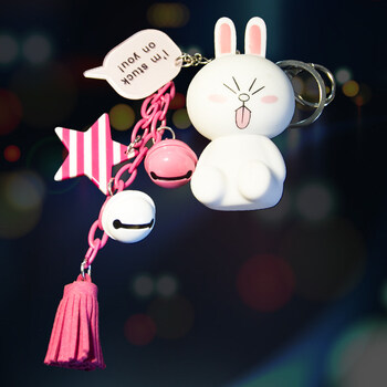 可爱卡通创意可妮兔汽车钥匙扣铃铛车载公仔钥匙圈通用包包挂件女