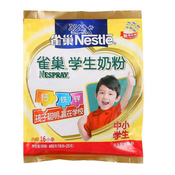 雀巢学生奶粉袋装400g\/袋(25gx16小袋)钙铁锌