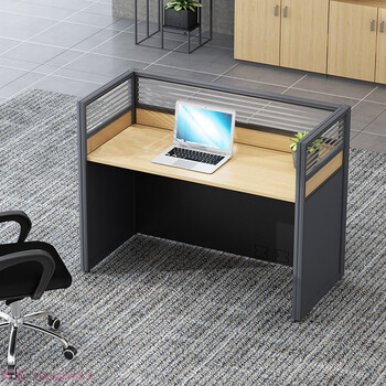 职工办公位2/4/6员工电脑桌公司办公桌屏风卡位桌 一字形单人位(无柜)