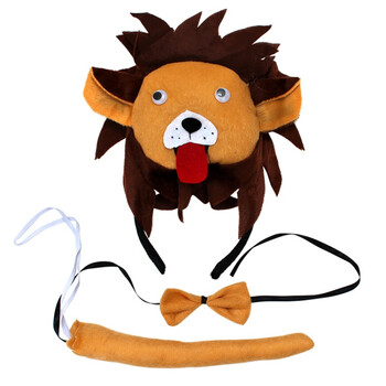 动物三件套节日活动表演头饰道具狮子头箍狮子头饰领结尾巴三件套