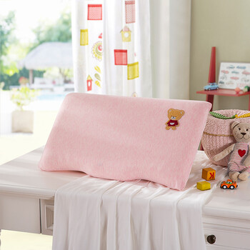 LOVO罗莱生活出品 全棉针织棉熊兜兜两层儿童记忆枕低回弹枕 粉色30*50cm