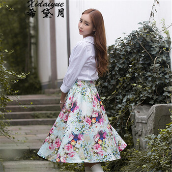 希黛月2015秋冬油画印花 半身裙 花色 M