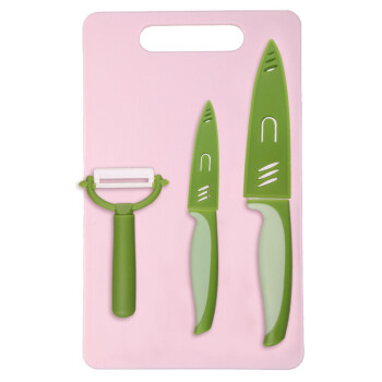 美瓷（MYCERA）陶瓷刀具PP菜板套装四件套 6寸厨师刀 4寸水果刀 刮刨(绿色)TQQ04F