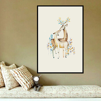 现代简约卫生间墙画客厅过道沙发背景墙卧室床头麋鹿壁画北欧挂画 c
