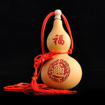 普生缘开口八卦福字葫芦六字箴言吉祥图案带木塞盖中国结 福字高约十