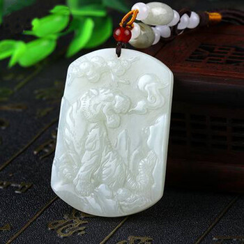 dldey和田玉虎牌吊坠生肖虎挂件 老虎玉坠猛虎玉佩牌子玉石虎牌子炫石