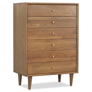 现代简约北欧实木白橡木六斗柜客厅设计师家具柜子组合系列 胡桃色 整