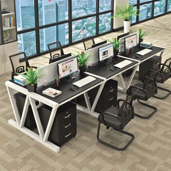 光迅职员办公桌简约现代桌椅组合电脑四人位4屏风工作6工位办公室家