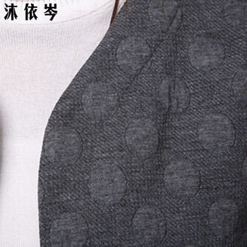沐依岑2015秋冬新款女装波点文艺复古风中长款宽松大码盘扣棉麻外套 J258# 灰色 M