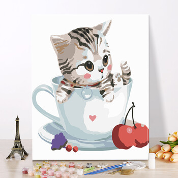 362-小花猫 50*65(彩色画板) 白色外框 2份颜料 2份画