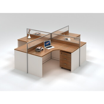 简约现代办公家具2/4/6人职员办公桌椅组合屏风工作位员工电脑桌 十字