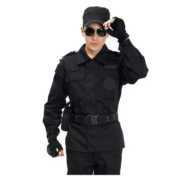 运动户外黑色保安作训服保安服套装长袖安保工作服 冬长款单上衣 170