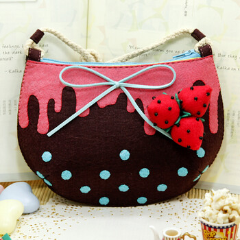 免裁剪手拎包斜跨包零钱包不织布手工布艺diy材料包 美莓诱惑斜挎包