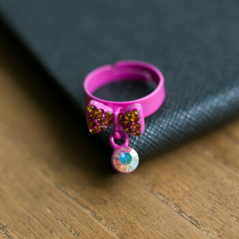 儿童带钻戒指配饰公主小女孩饰品女童宝宝指环可调节大小礼物 香槟金