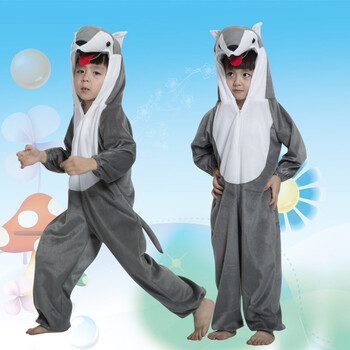 儿童动物演出服幼儿园舞台表演服装猴子鸭子兔子老虎连体服饰 大灰狼