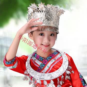 新款少数民族女土家族苗族银饰女童苗银头饰项圈表演摄影饰品 苗银