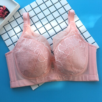 款特大码全罩杯文胸聚拢调整型大胸罩c杯d杯胖mm女士内衣红 虾粉 90d