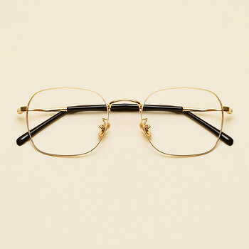 复古方框眼镜超轻眼镜框男配平光镜韩版文艺眼镜架全框 金色