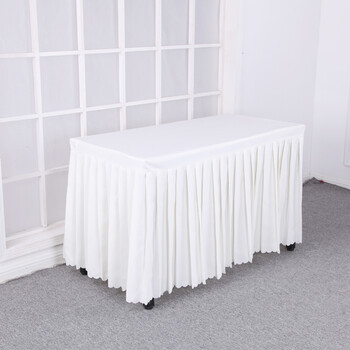 签到台裙桌布展会活动桌套办酒店公会议桌裙定做桌布布艺纯色 纯白色