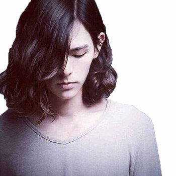 假发男士中分卷发男士假发男发中长卷发男假发 自然黑