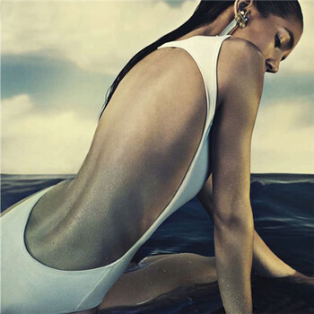 baby欧美性感大露背连体泳装 三角前保守后性感遮肚显瘦连体泳衣 白色