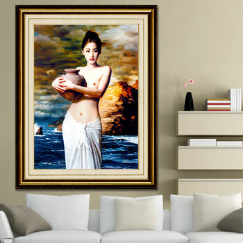 
                                        鸿胤蒙娜丽莎水晶粘钻十字绣满钻客厅钻石画抱陶女陶美人物画钻石绣贴钻画贴钻秀魔方钻圆钻客厅挂 QT6392 长0.55米*宽0.75米                