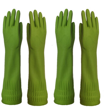 加长家用洗碗乳胶手套劳保家务洗衣服橡胶防滑耐磨耐弱酸碱 38cm绿色