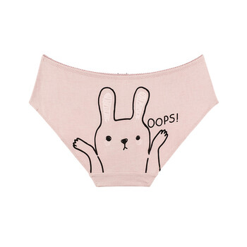 可爱卡通印花兔子内裤胖次少女日系甜美软妹萌萌大码白色学生 粉色 m