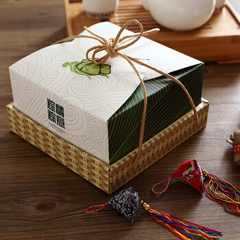 仕林轶语 粽子包装盒 端午节大号绿色牛皮复古风粽子盒子礼品盒坚果