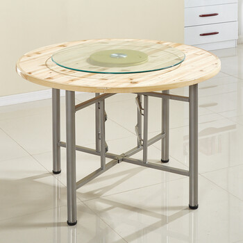 安智捷(anzhijie) 家用桌子酒店杉木大圆桌面饭店宴会圆桌酒席折叠