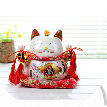 麦泽 陶瓷招财猫摆件 储存罐 招财进宝  长18cm宽17cm高18cm