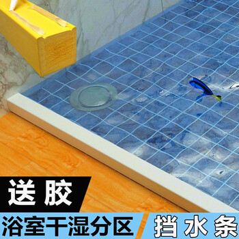 卫生间防水条淋浴房挡水条浴室地面阻水条一字隔水 双胶槽80厘米 (3.