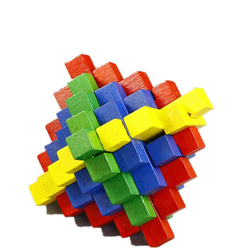 儿童玩具印字定制创意小礼品订做实木孔明锁鲁班锁好玩 花色 彩色菠萝