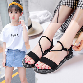 岁夏季儿童女罗马凉鞋中大童小学生凉鞋女孩公主鞋 黑色 39码 脚长24