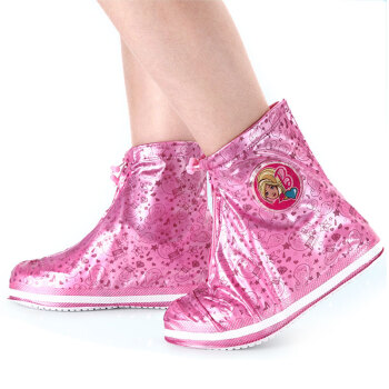 芭比（Barbie）儿童便携式雨鞋套加厚平底女童防滑防水小学生雨靴套(夜光标) BXT-003 M码
