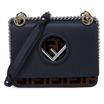 fendi 芬迪 女士kan i系列黑色牛皮f标单肩斜跨包 8bt286 a0r4 f0crd