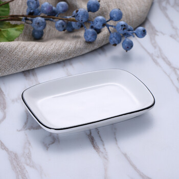 金边骨瓷创意餐具长方形酒店毛巾碟盘小菜碟餐厅毛巾蝶碟子陶瓷子sn