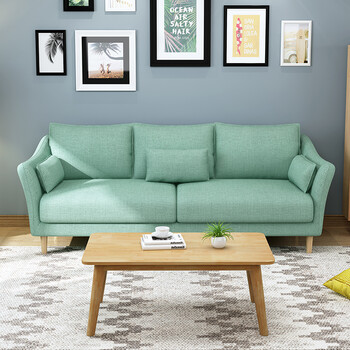 卡贝森 沙发 布艺沙发组合 北欧小户型1 2 3客厅家具 青色 三人位1.8m