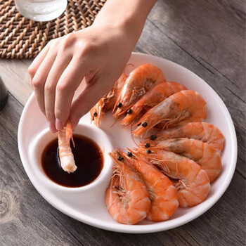 盘子陶瓷创意餐具圆形有格带醋碟子吃水饺子盘酒店菜盘虾盘饺子盘 10