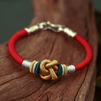 【格略】手工编织同心结红绳手链情侣款庇佑爱情好运桃花手绳 健康红