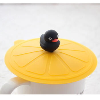 盖马克杯盖硅胶杯盖防尘杯盖杯盖子软杯盖 w 黄色 花瓣盖 小呆鸭黑10