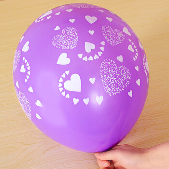 生日儿童婚礼场景装饰婚房布置加厚求婚印字气球 满天心紫色(10个)