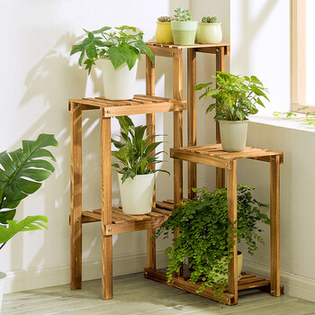 环保卧室房间室内阳台转角省空间三角花架实木制组装多层墙角架mmr69