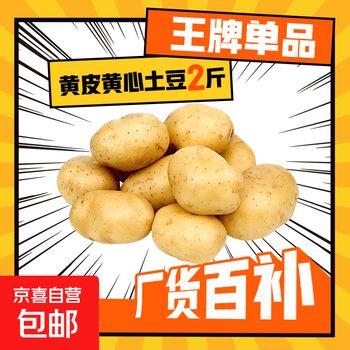 京喜加新鲜黄心土豆农家自种黄皮马铃薯黄心洋芋新鲜蔬菜 2斤