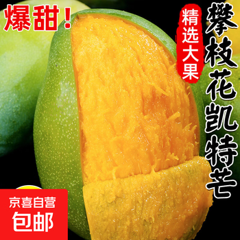 凯特芒果大青皮芒果应季生鲜新鲜水果 带箱3斤300g+