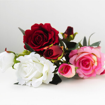 繁若简 玫瑰花束仿真花假花仿真花 客厅抖音 3支如意玫瑰