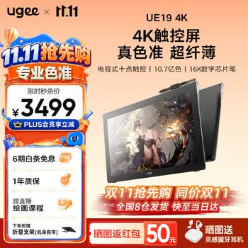 友基（UGEE）UE19 （4K）超清数位屏 触控屏手绘屏16K级压感电脑绘图屏 绘画手写板高清液晶数位板出厂校色报告